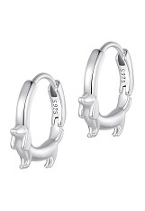 charming silver dainty dachshund huggie hoop baby earrings